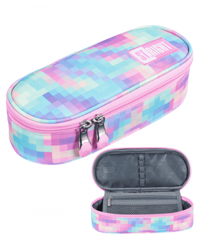 Pi&oacute;rnik etui z klapką w piksele r&oacute;żowy PASTEL PIXELS ST.MAJEWSKI