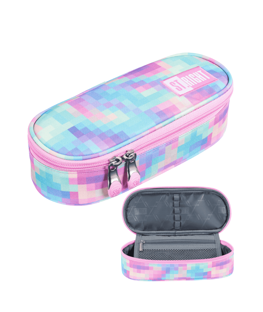 Pi&oacute;rnik etui z klapką w piksele r&oacute;żowy PASTEL PIXELS ST.MAJEWSKI