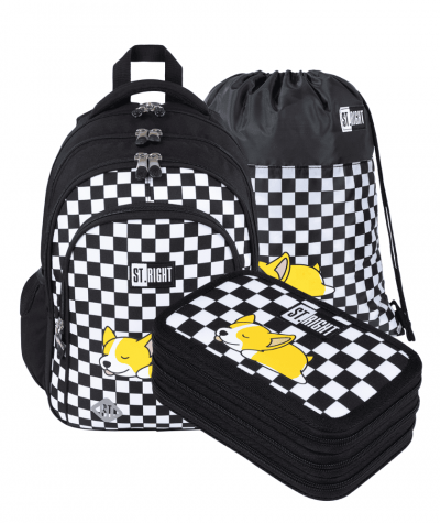 Zestaw do 1 klasy w szachownice  SLEEPY CORGI ST.RIGHT