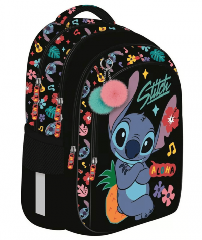 Plecak do 1 klasy ze STITCHEM czarny BLACK ALOHA MAJEWSKI