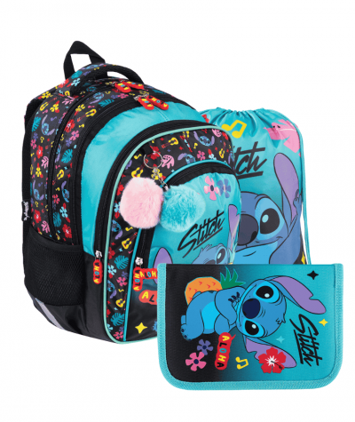 Zestaw szkolny 3 elementy z pi&oacute;rnikiem workiem i plecakiem BLACK ALOHA ST.MAJEWSKI