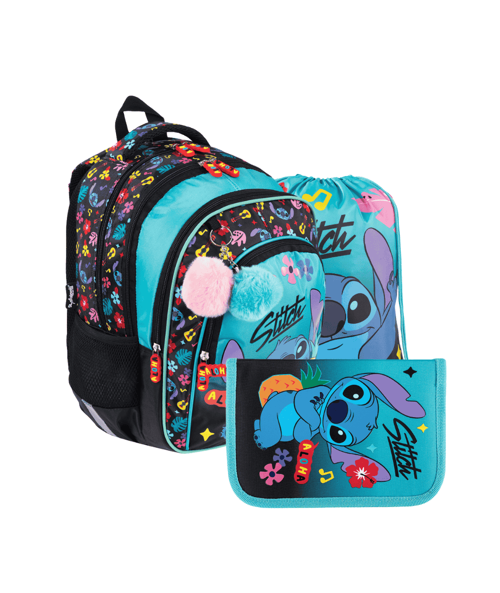 Zestaw szkolny 3 elementy z pi&oacute;rnikiem workiem i plecakiem BLACK ALOHA ST.MAJEWSKI