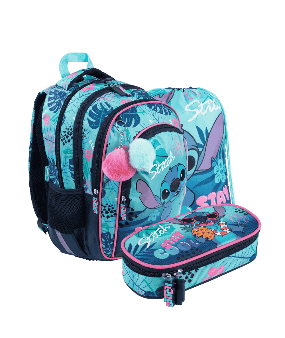 Miętowy zestaw wyprawkowy wczesnoszkolny STITCH STAY COOL St.Majewski