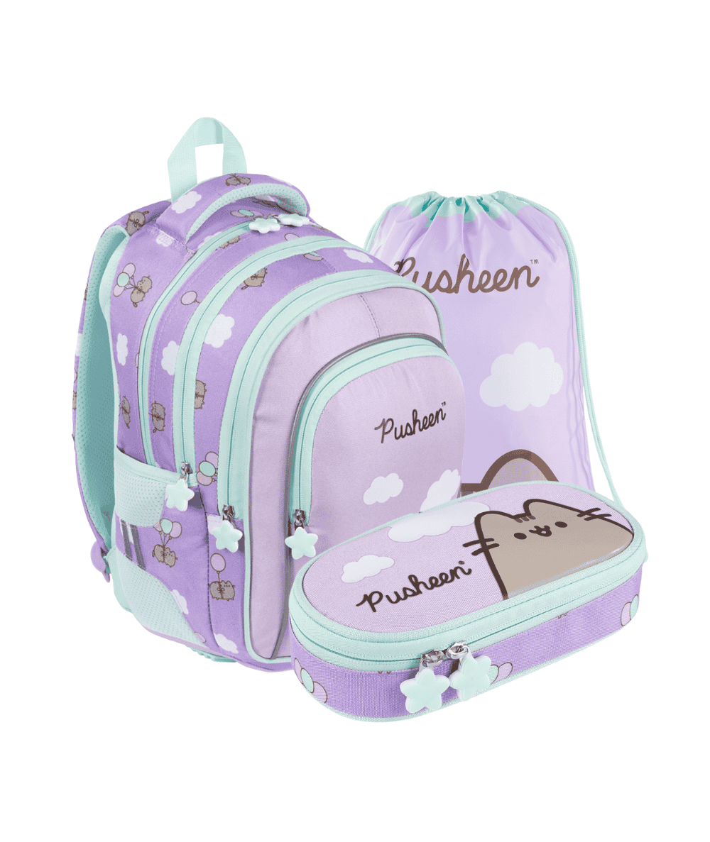 Zestaw szkolny z plecakiem PUSHEEN VIOLET - 3 elementy - St.Majewski do 1 klasy pi&oacute;rnik worek promocja 2025
