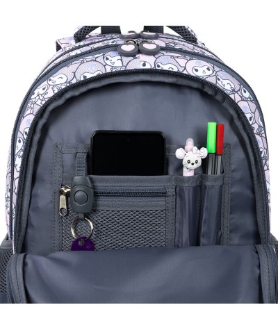 SZARY Plecak KUROMI z organizerem