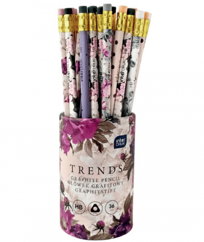 Oł&oacute;wek z gumką INTERDRUK TRENDS kwiaty kropki