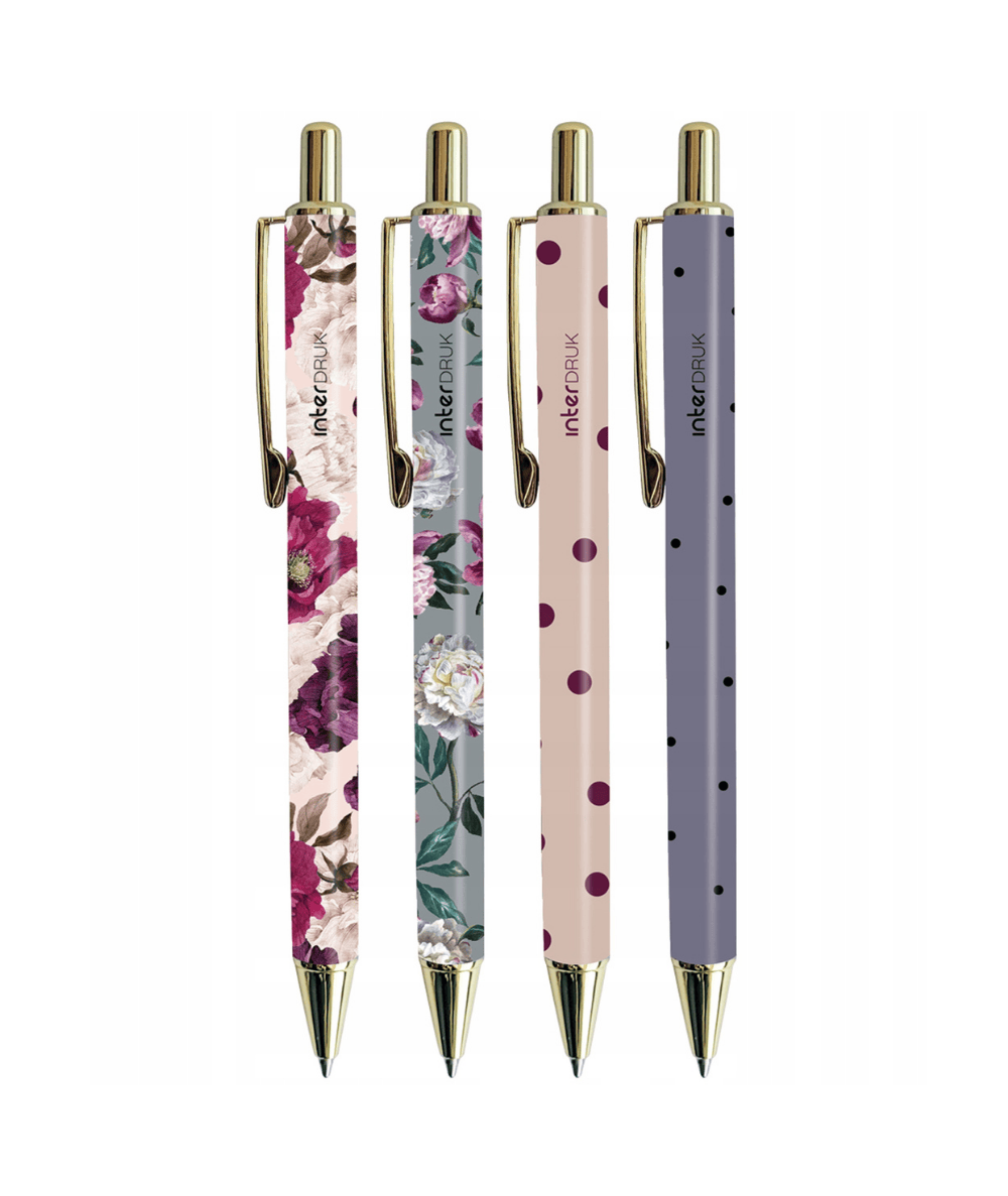 Piękne długopisy w kwiaty i kropki INTERDRUK TRENDS