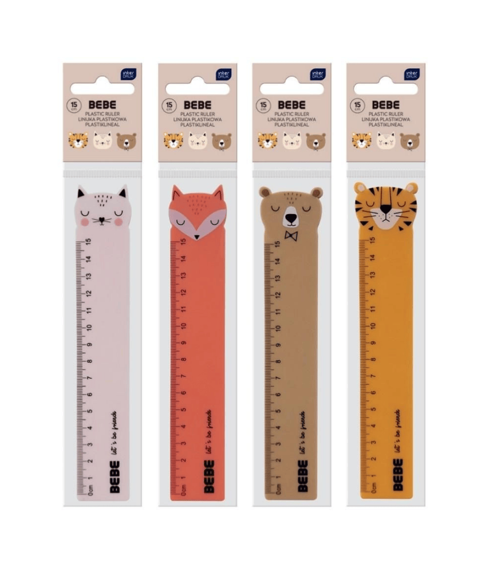 Linijka zwierzaki bebe interdruk 15cm kolorowa