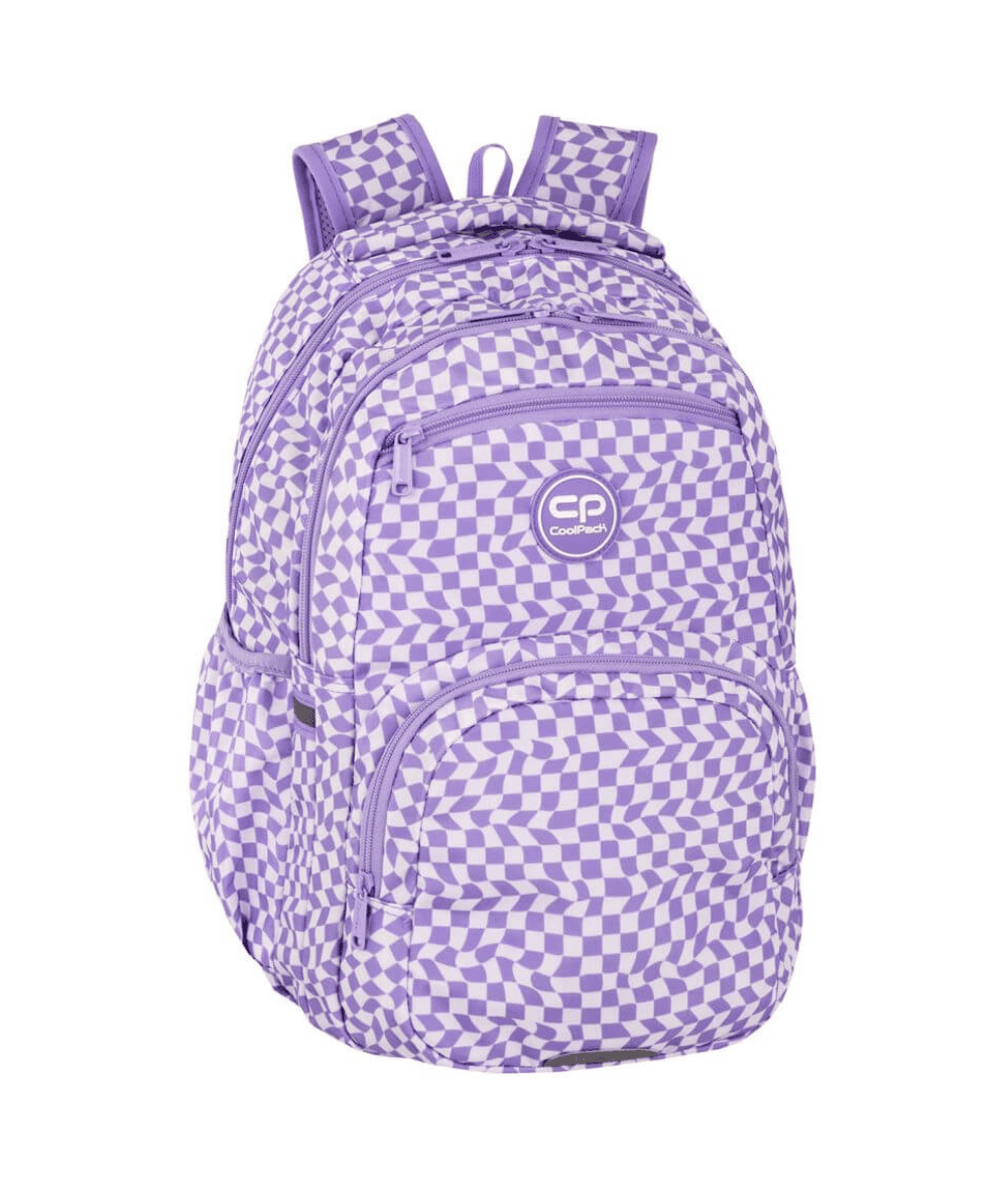 plecak CoolPack PICK z modnym wzorem szachownicy w odcieniach fioletu