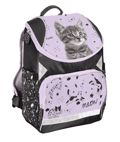 Fioletowy tornister do 1 klasy z kotkiem PASO 575