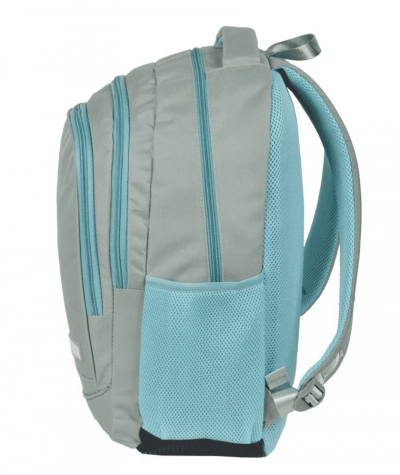 trzykomorowy plecak damski do pracy szaro-miętowy PASO