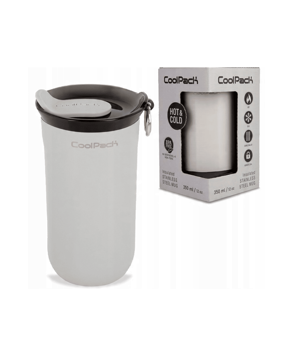 szary kubek na podr&oacute;ż termiczny TOM COOLPACK