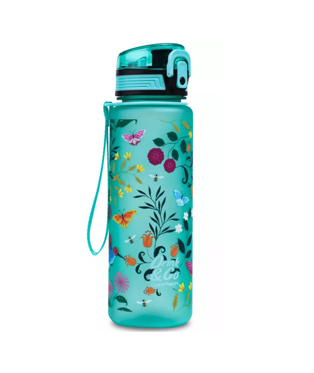 niebieski bidon w kwiaty CHERRY TREE COOLPACK BRISK