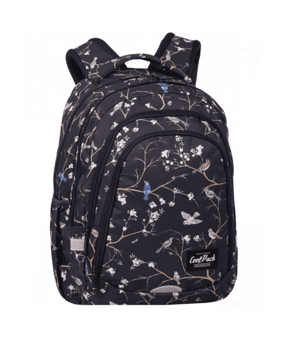 Czarny plecak w ptaki CoolPack Drafter - duży plecak dla nastolatki