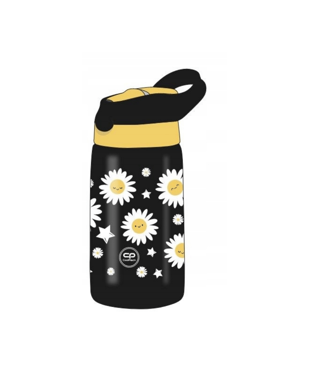 czarny bidon w białe stokrotki - termiczny BLACK DAISY TERMOS 350ml