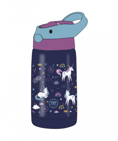 niebieski termos bidon dla dziewczynki BONO COOLPACK - jednorożce MRS UNICORN