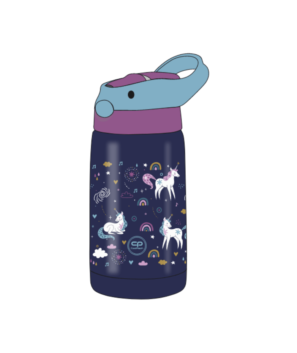 niebieski termos bidon dla dziewczynki BONO COOLPACK - jednorożce MRS UNICORN