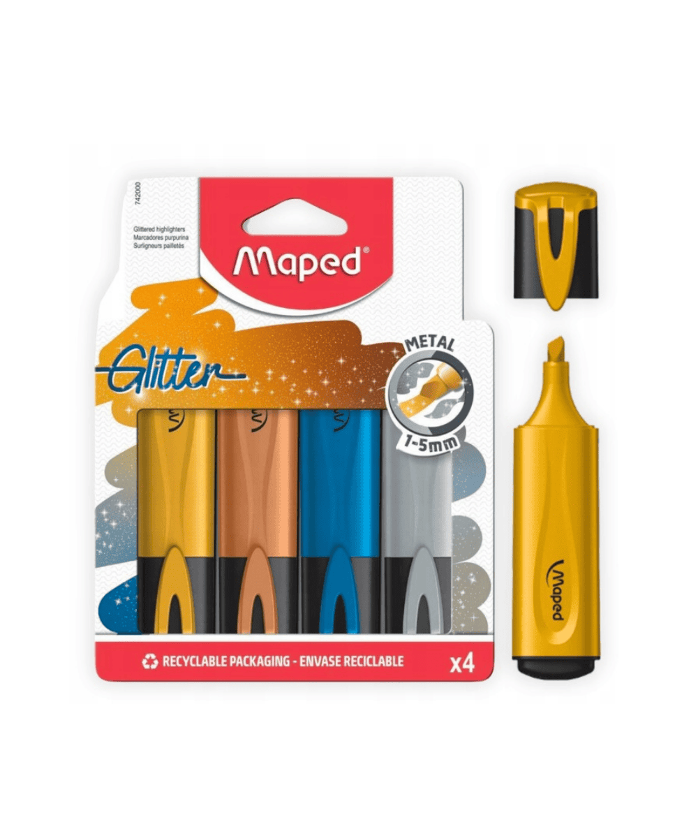 metaliczne zakreślacze z brokatem MAPED