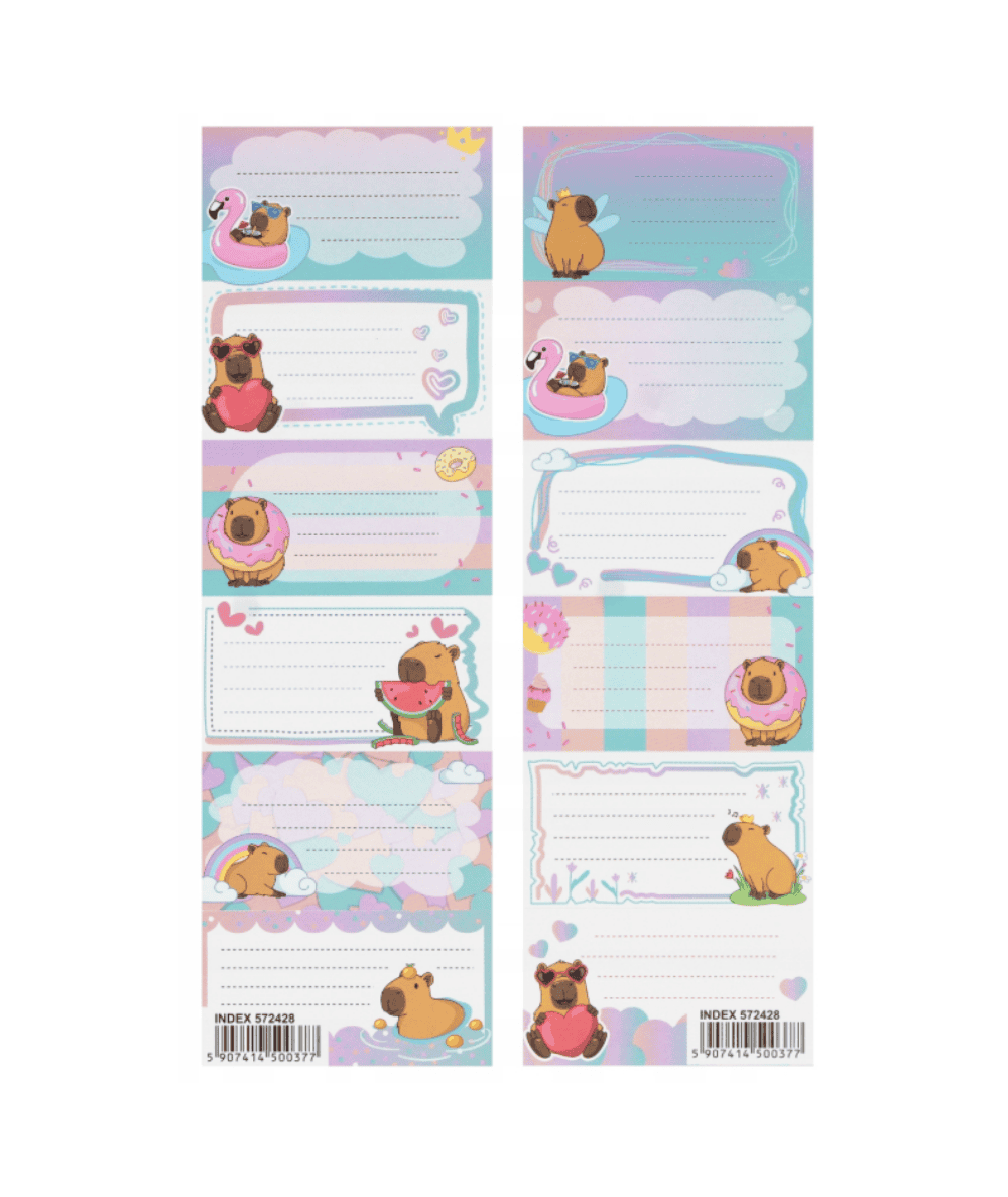 Pastelowe naklejki na zeszyty KAPIBARA