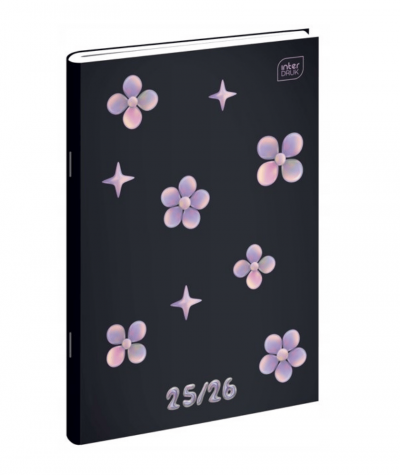Kalendarz w kwiatki czarny dla dziewczynki INTERDRUK