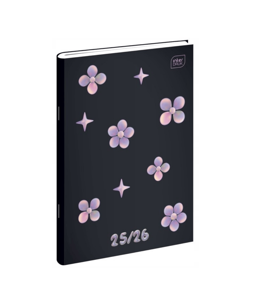 Kalendarz w kwiatki czarny dla dziewczynki INTERDRUK