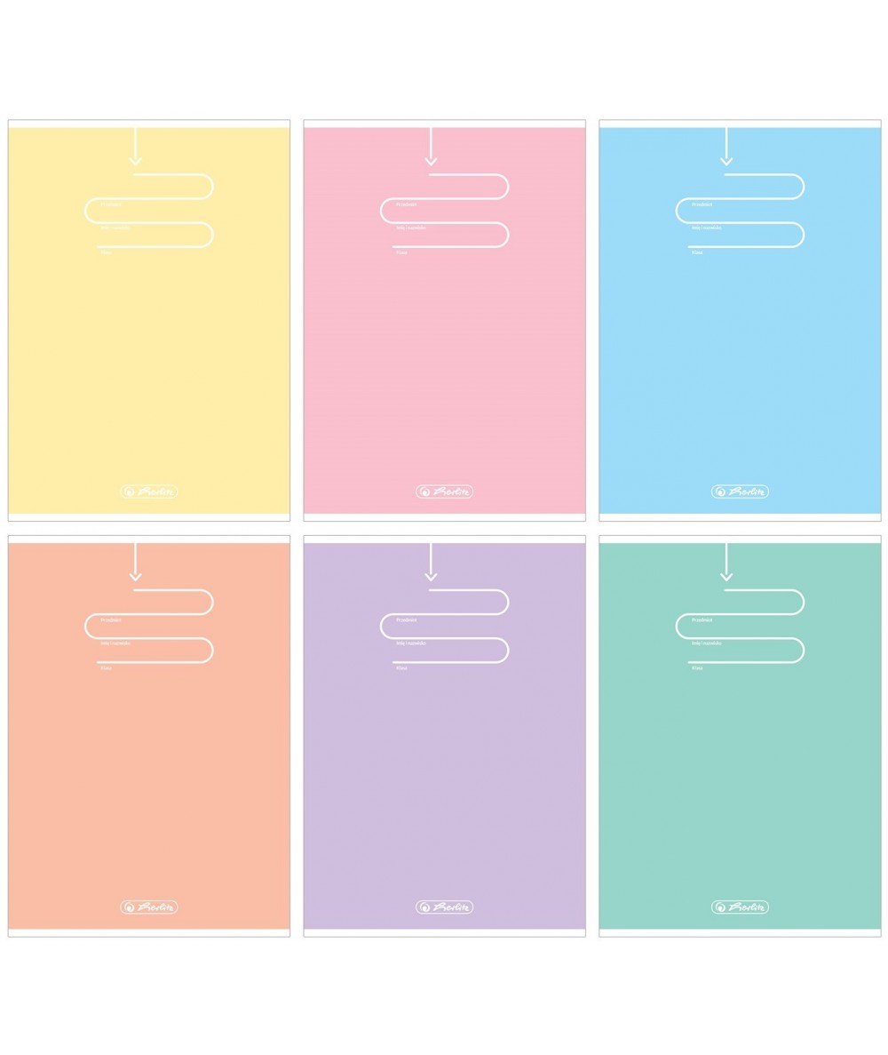 Zeszyt A5 32k. 3 linie kolorowe HERLITZ PASTEL COLOR BLOCKING 10 SZTUK 70g MIX
