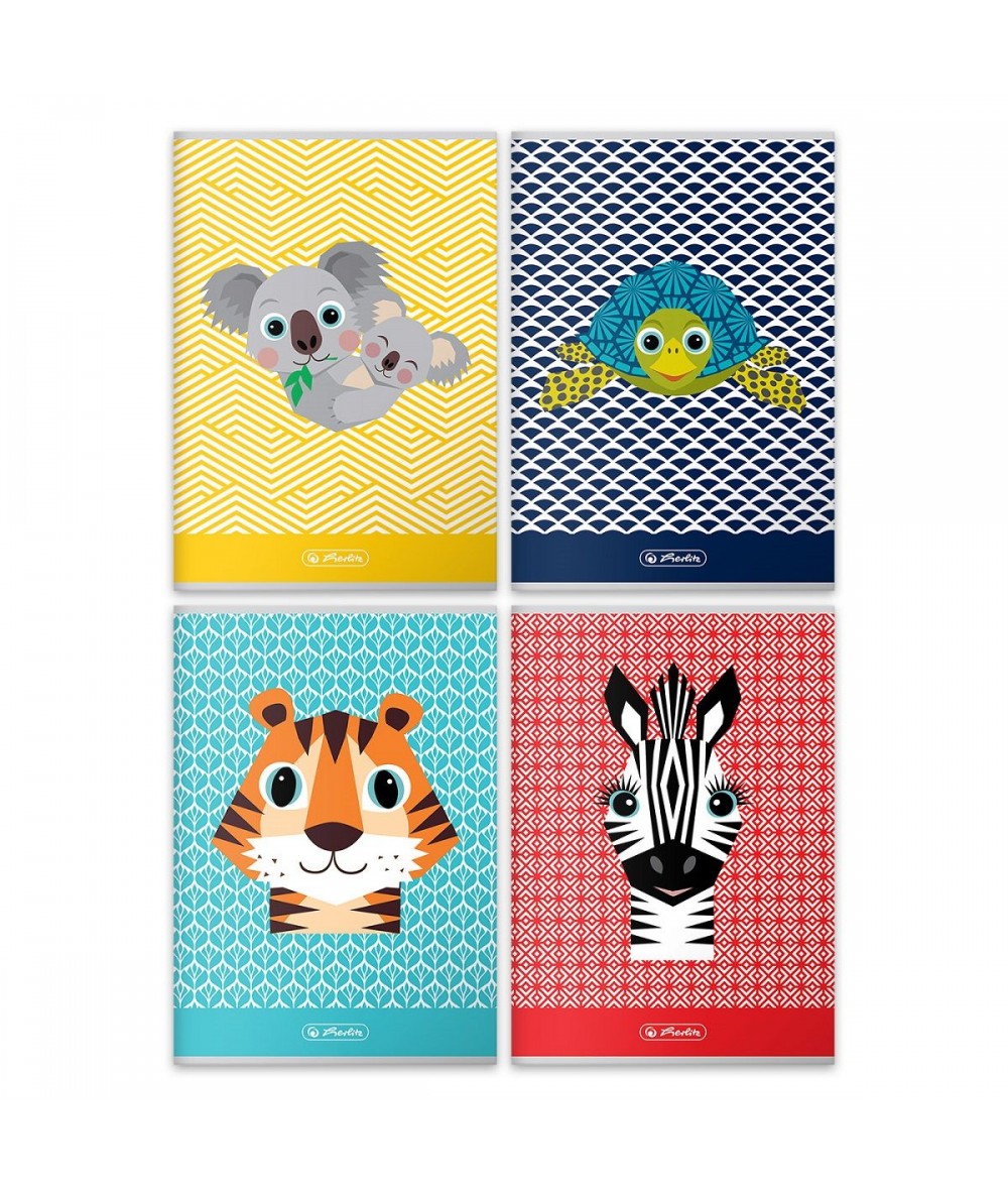 zestaw zeszyt&oacute;w szkolnych do klas 1, 2, 3 do języka polskiego w wąskie linie - marki Herlitz kolorowe zwierzaki