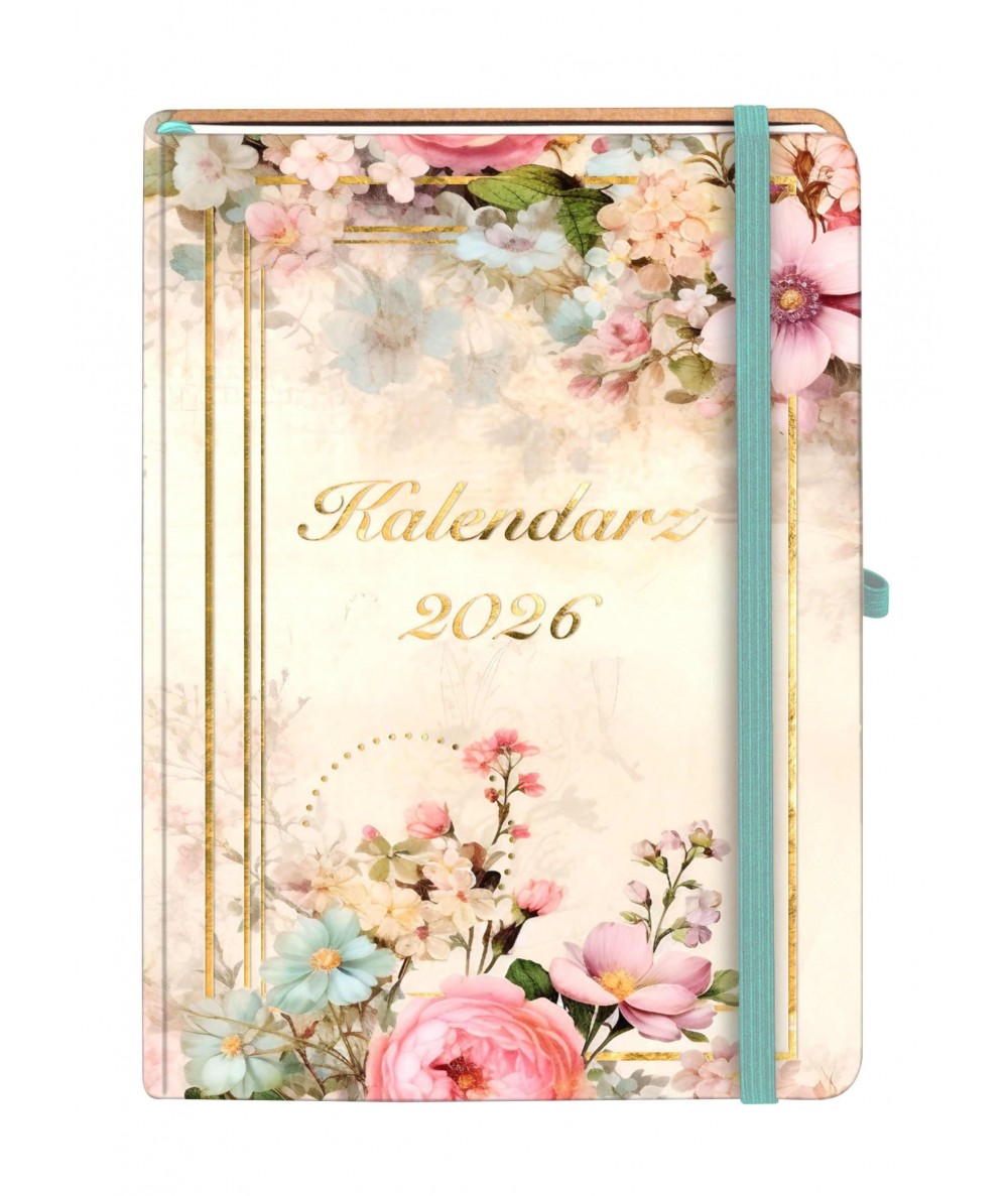Elegancki kalendarz w kwiaty 2026 botanical dzienny