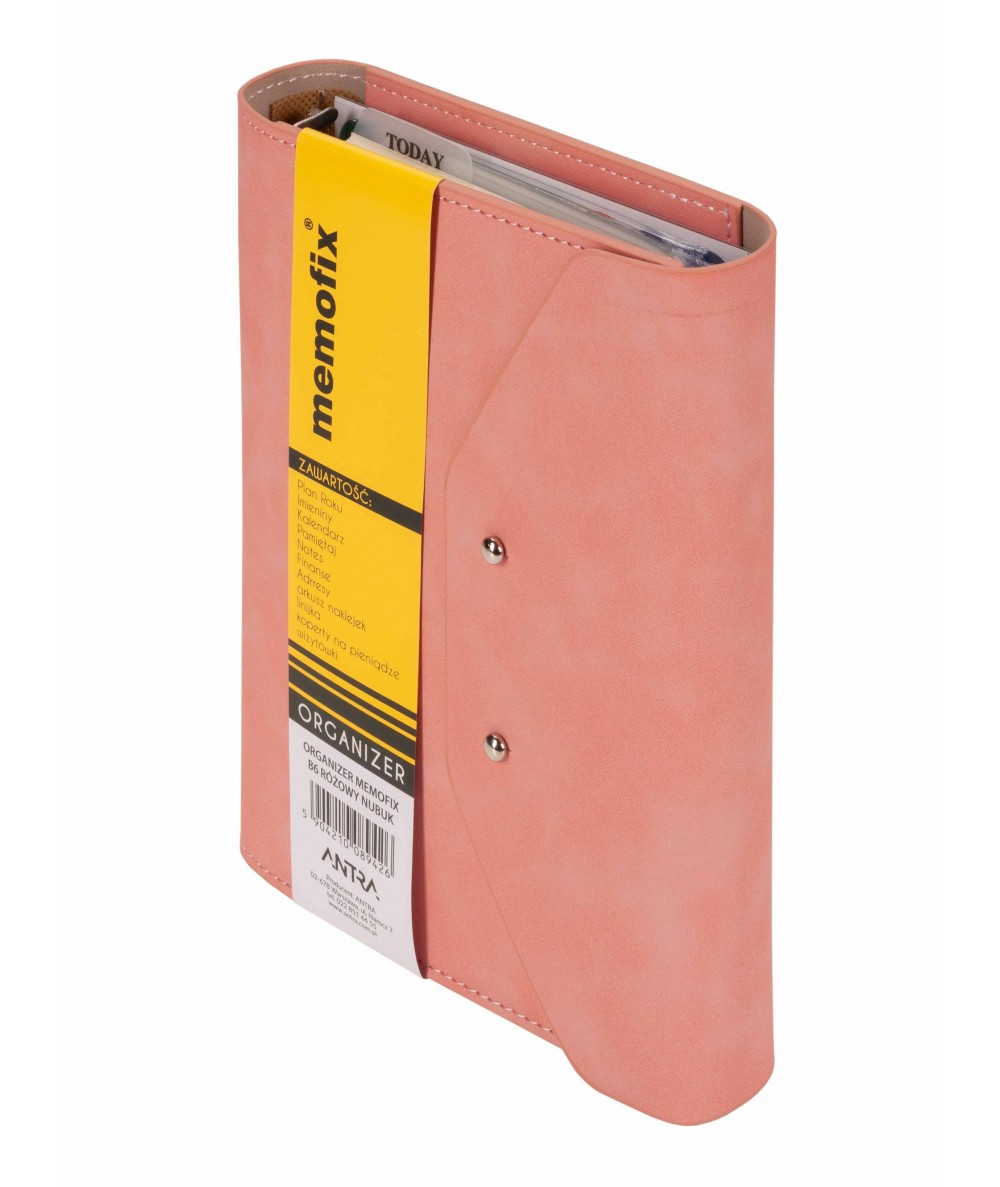 Organizer na spirali z nubuku R&Oacute;ŻOWY z kalendarzem ANTRA