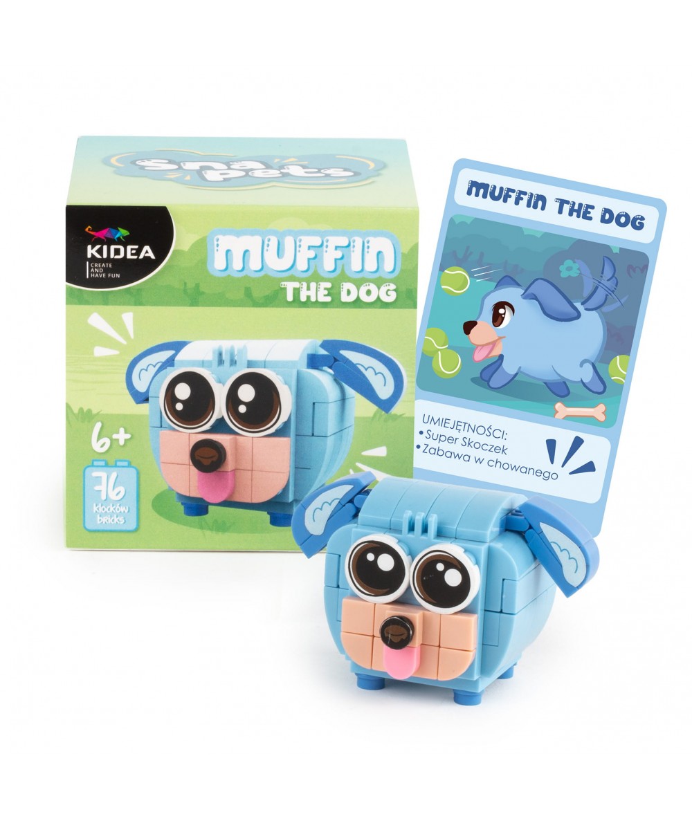 Klocki PIESEK Snapets DIY zr&oacute;b to sam - niebieski pies MUFFIN Kidea + karty
