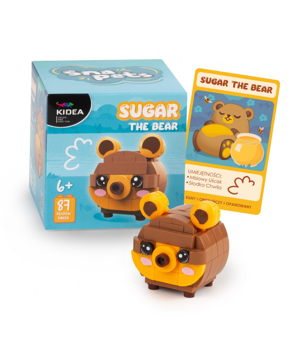 Klocki Snapets DIY zr&oacute;b to sam - miś SUGAR brązowy Kidea + karty