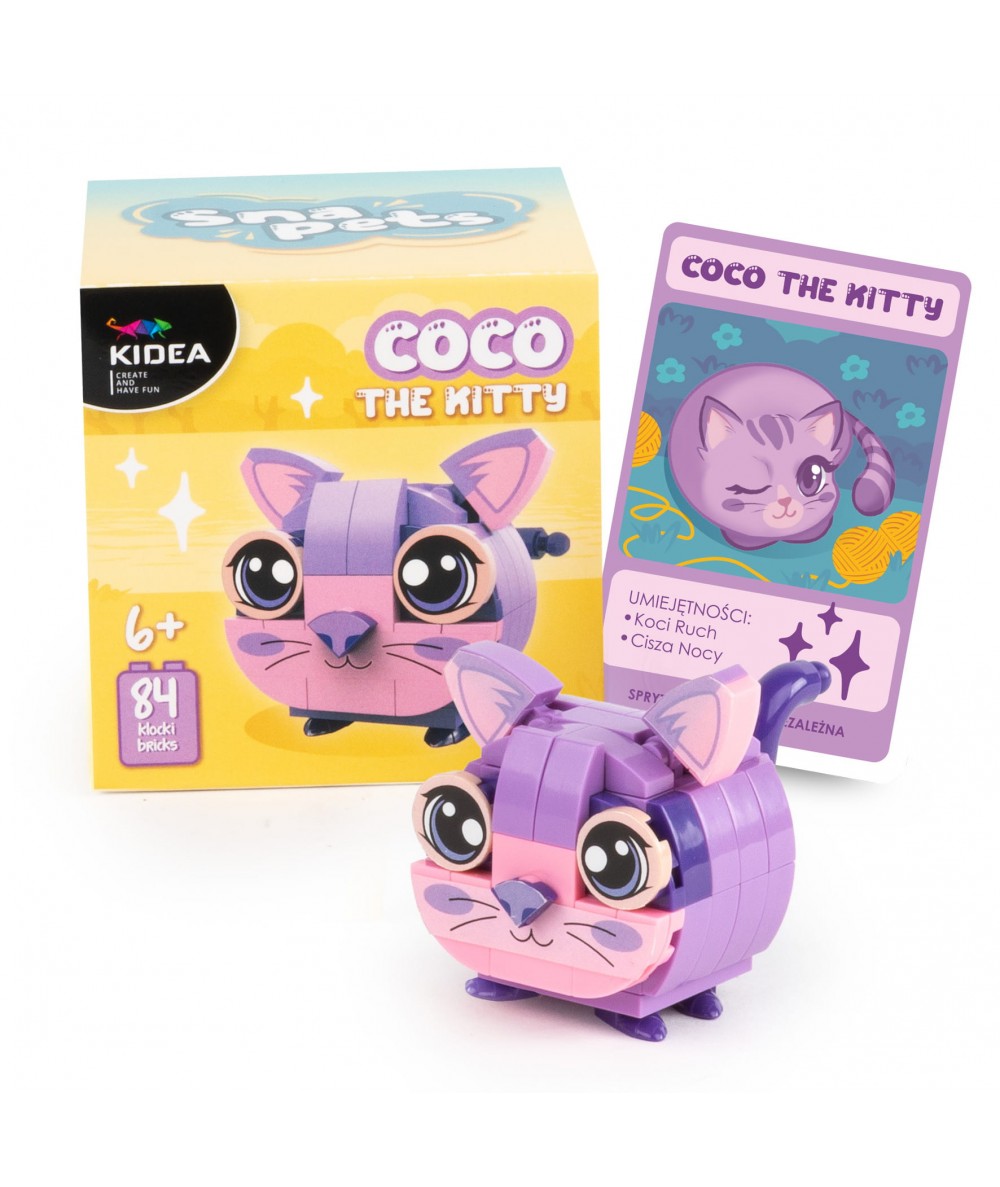 Klocki Snapets DIY zr&oacute;b to sam - kot COCO fioletowy Kidea + karty