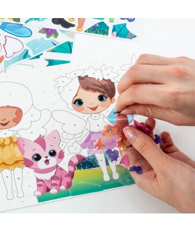 Wyklejanka po numerach KIDEA - MAGICZNY ŚWIAT MAGIC - łatwa w użyciu 4 arkusze z naklejkami