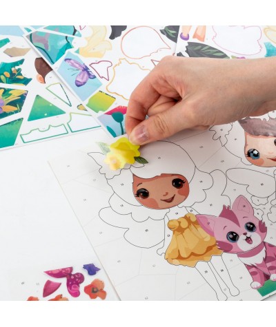 Wyklejanka po numerach KIDEA - MAGICZNY ŚWIAT MAGIC - łatwa w użyciu 4 arkusze z naklejkami