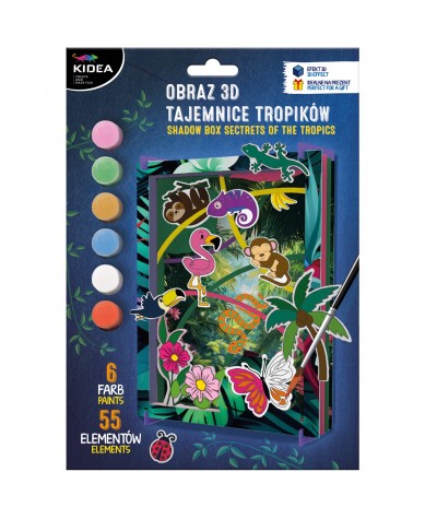 Obraz 3D - zestaw kreatywny DIY KIDEA TAJEMNICA TROPIK&Oacute;W + 6 farb