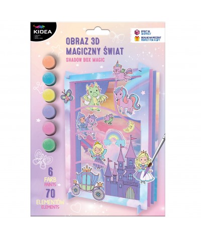 Obraz 3D - zestaw kreatywny DIY KIDEA MAGICZNY ŚWIAT z wr&oacute;żkami + 6 farb