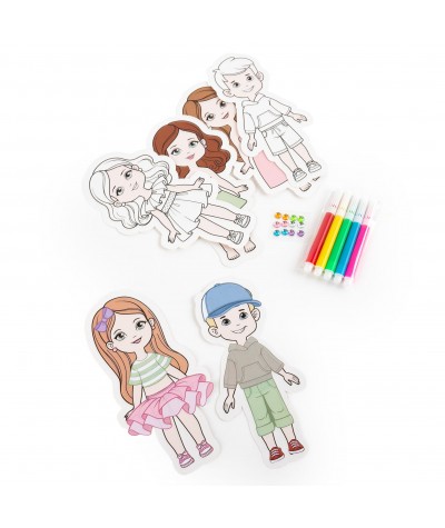 Pracownia mody KIDEA ubieranki | Kreatywny zestaw z flamastrami i naklejkami DIY