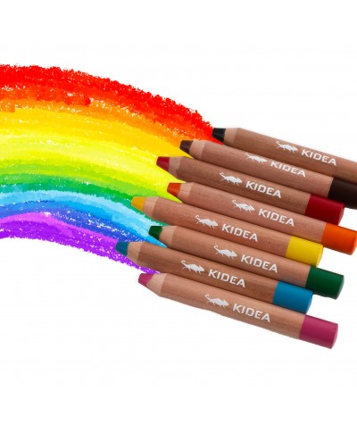 Kredki oł&oacute;wkowe tr&oacute;jkątne JUMBO dla dzieci + temper&oacute;wka Kidea 8 kolor&oacute;w w tubie