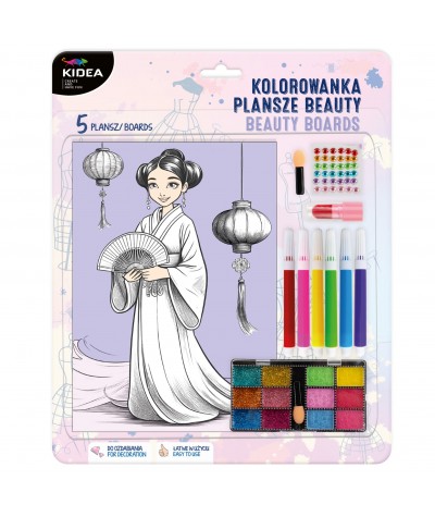 Kolorowanka plansze do tworzenia stylizacji BEAUTY + dodatki KIDEA