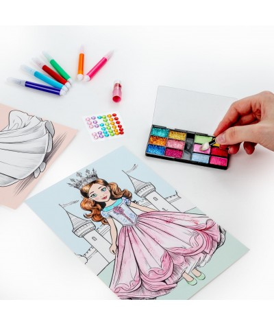 Kolorowanka plansze do tworzenia stylizacji BEAUTY + dodatki KIDEA cieniowanie pisaki cienie