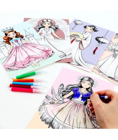 Kolorowanka sukienki laleczki plansze do tworzenia stylizacji BEAUTY + dodatki KIDEA