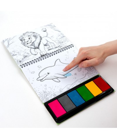 Kolorowe odciski palc&oacute;w kreatywne ZOO ZWIERZĘTA Kidea - zabawka dla dzieci