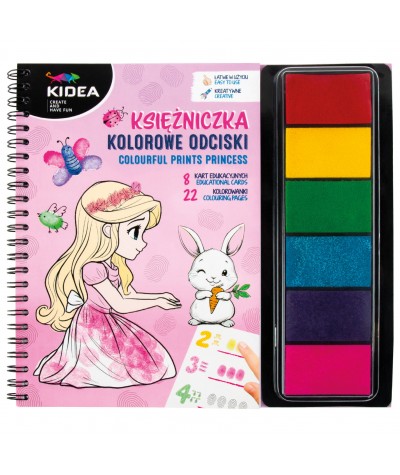 Kolorowe odciski kreatywne KSIĘŻNICZKI Kidea - książeczka dla dzieci