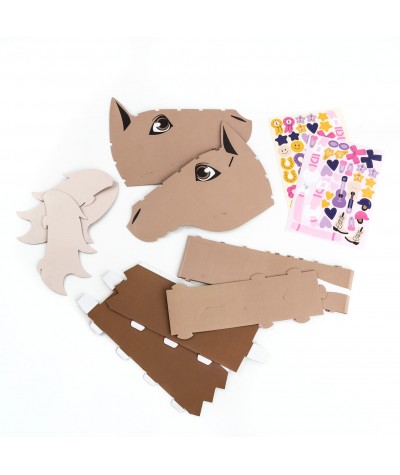 koń MODEL 3D - do samodzielnego zdobienia z naklejkami Kidea Hobby horse