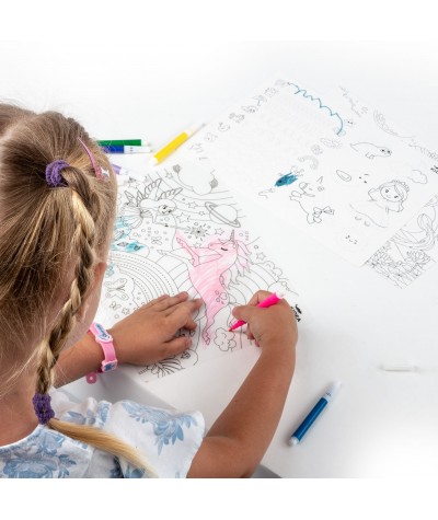 kolorowanka wielorazowaz z naklejkami  + 6 flamastr&oacute;w Interaktywna teczka Kidea - KSIĘŻNICZKI -