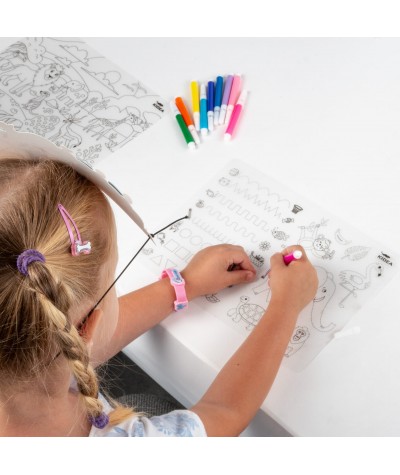 Interaktywna teczka Kidea - ZWIERZAKI ZOO - kolorowanka wielorazowa + 6 flamastr&oacute;w