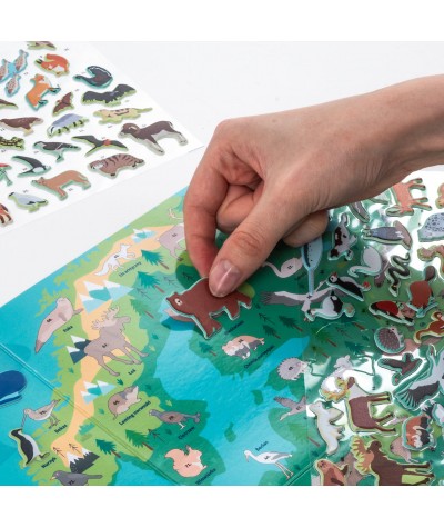 Wyklejanka KIDEA z naklejkami - Gdzie one żyją? ZWIERZĘTA EUROPY mapa + gra