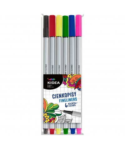 Cienkopisy KIDEA - STANDARDOWE KOLORY - 6szt.