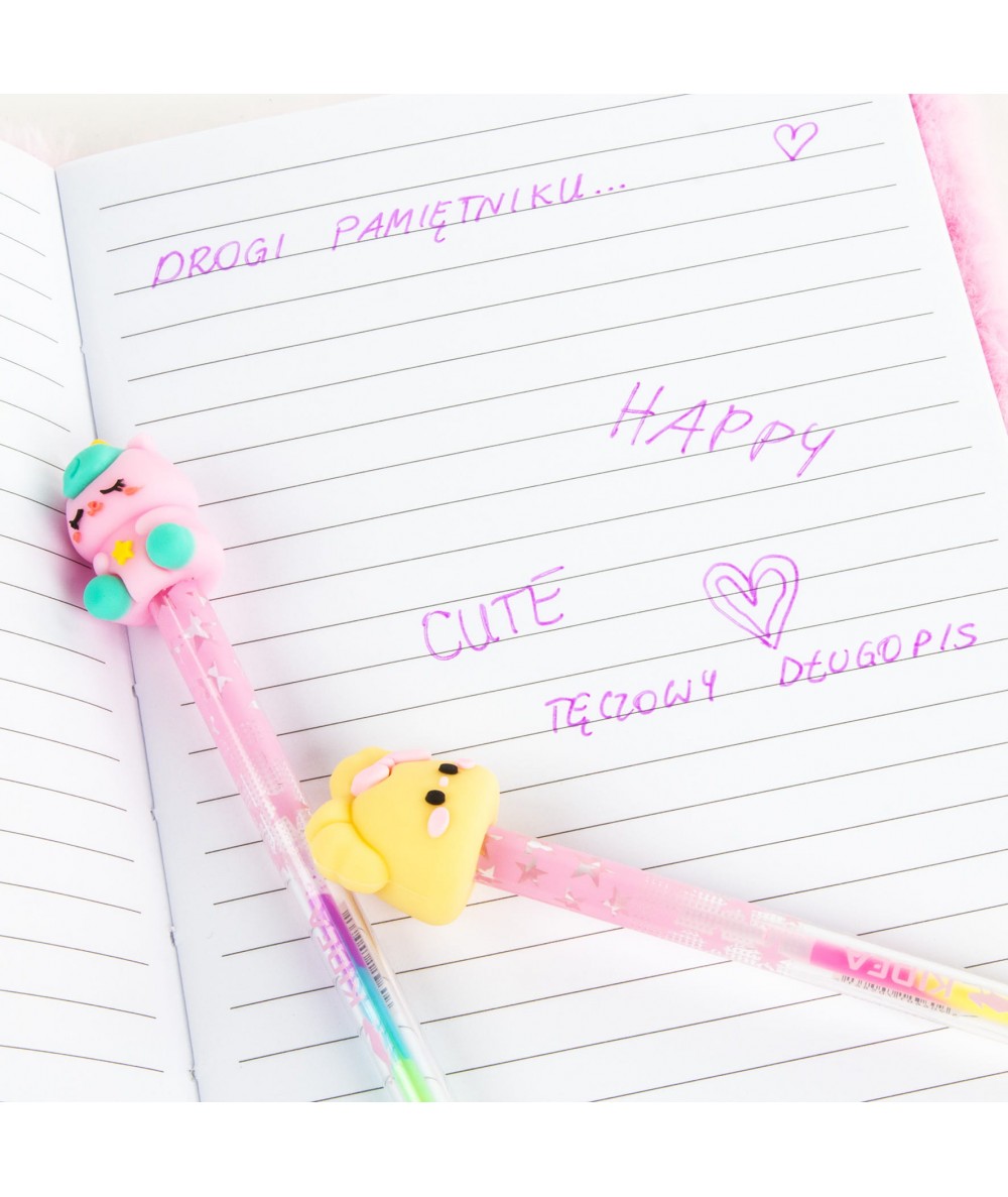 Długopis KIDEA - ZAPACHOWY wanilia/truskawka - tęczowy z figurką | zestaw 2szt.