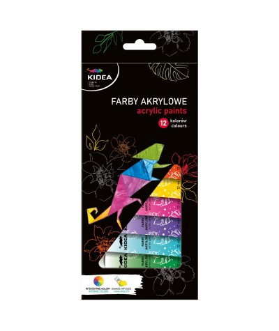 Farby akrylowe w tubkach KIDEA - 12 kolor&oacute;w po 12ml